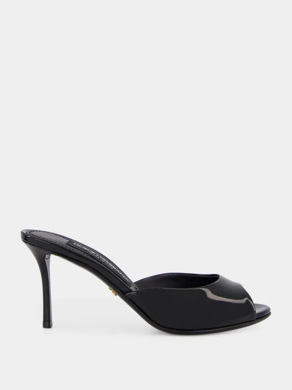 Black Patent Leather Keira Heeled Mules sold by Fashion Clinic
