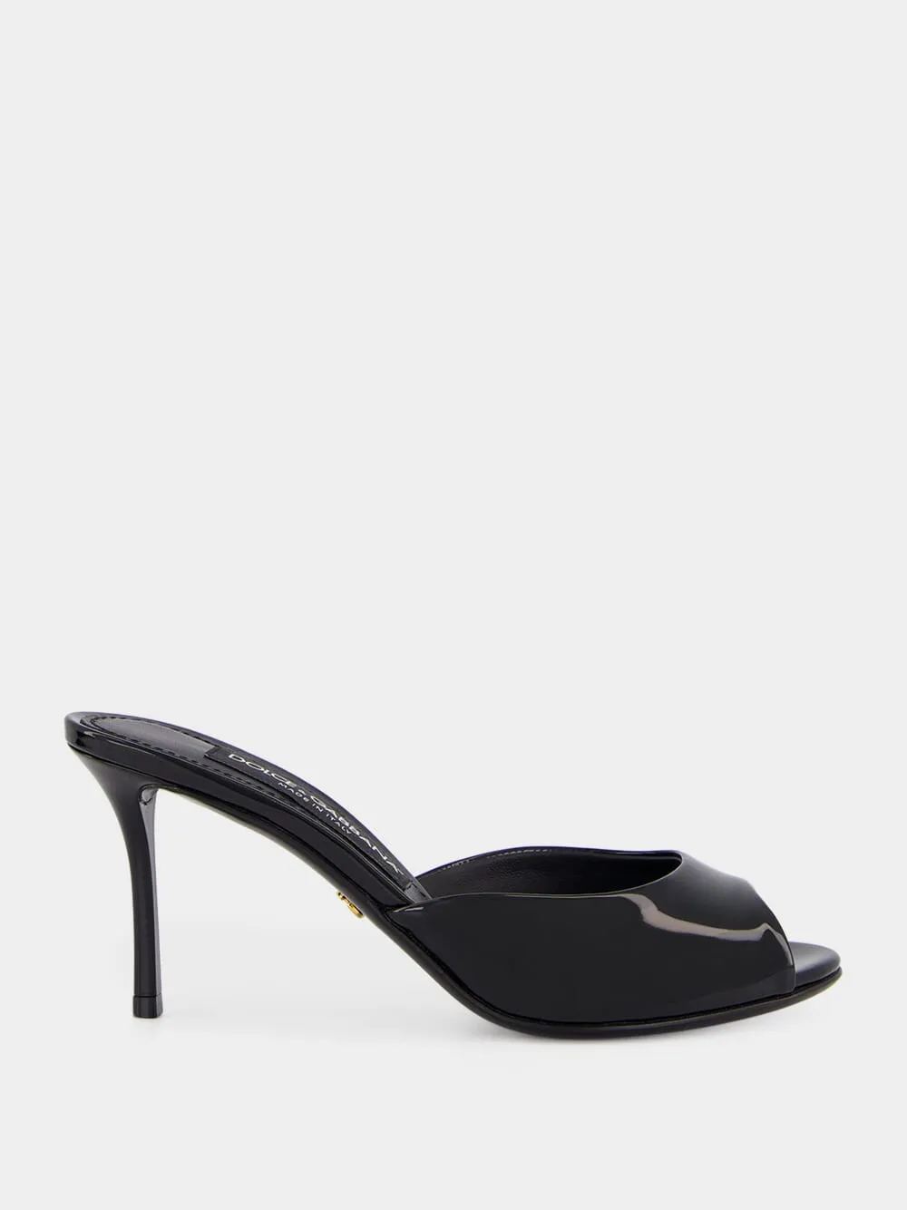 Black Patent Leather Keira Heeled Mules sold by Fashion Clinic