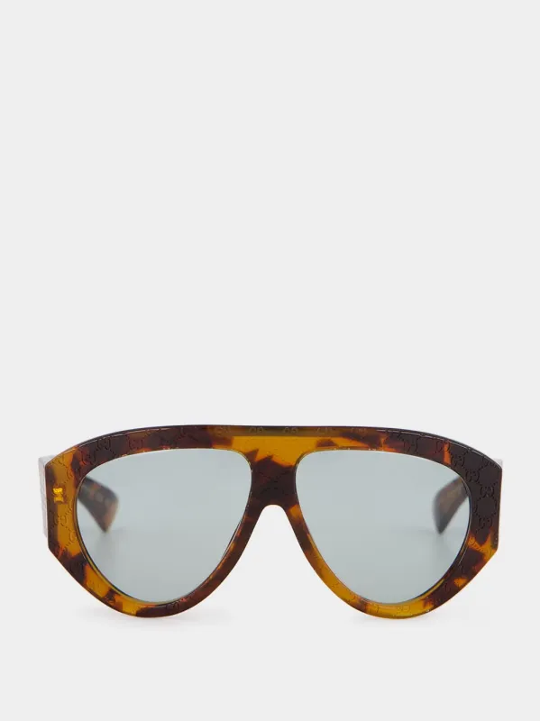 Tortoiseshell Mask Frame Sunglasses made by Gucci