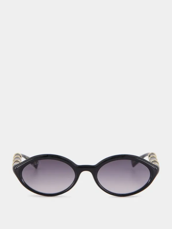 Black Oval Bamboo Sunglasses sold by Fashion Clinic