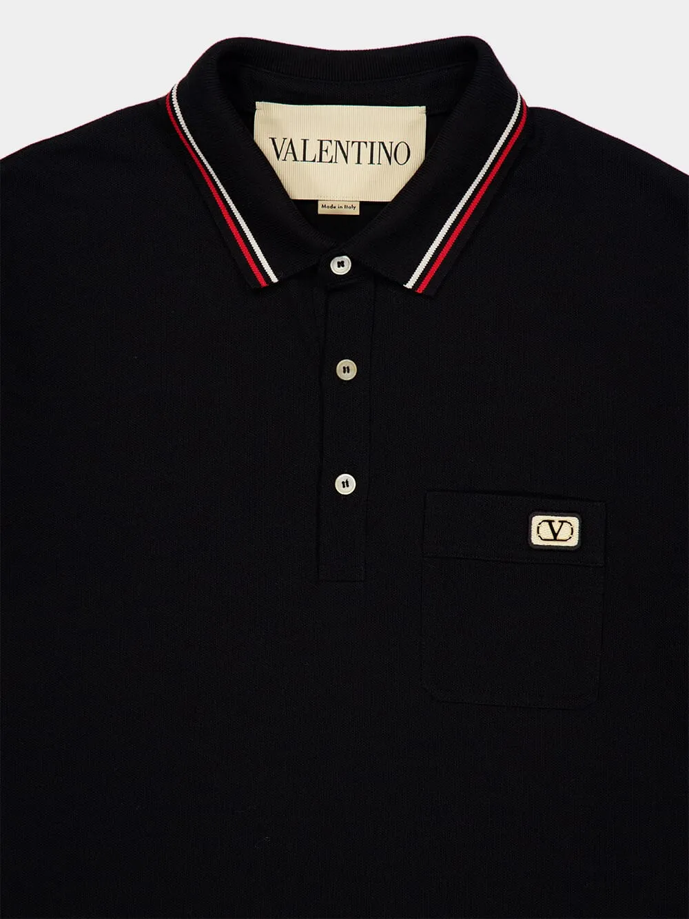 Black Piqué Polo Shirt with Vlogo Patch sold by Fashion Clinic product image thumbnail 3