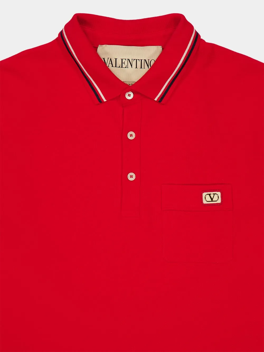 Red Piqué Polo with VLogo Patch sold by Fashion Clinic product image thumbnail 5