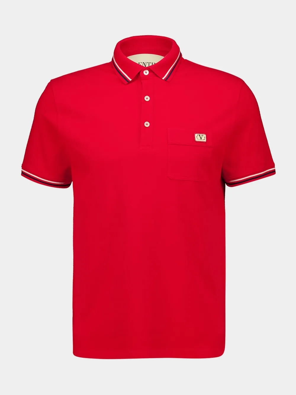 Red Piqué Polo with VLogo Patch sold by Fashion Clinic product image thumbnail 2