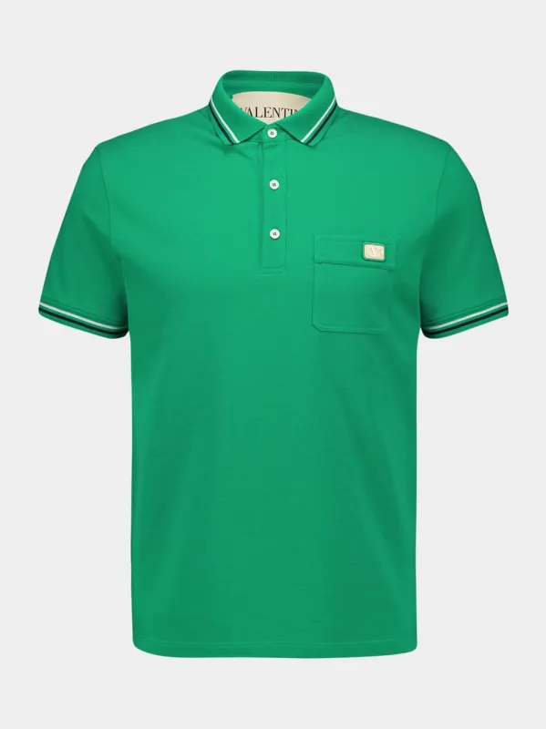 Green Cotton Regular Fit Polo sold by Fashion Clinic