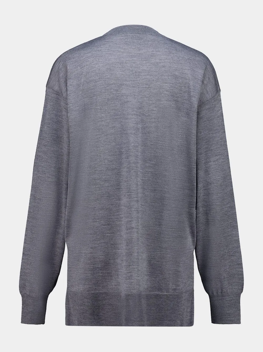 Carbone Grey Thin Wool Crewneck Ami De Coeur Sweater sold by Fashion Clinic product image thumbnail 2