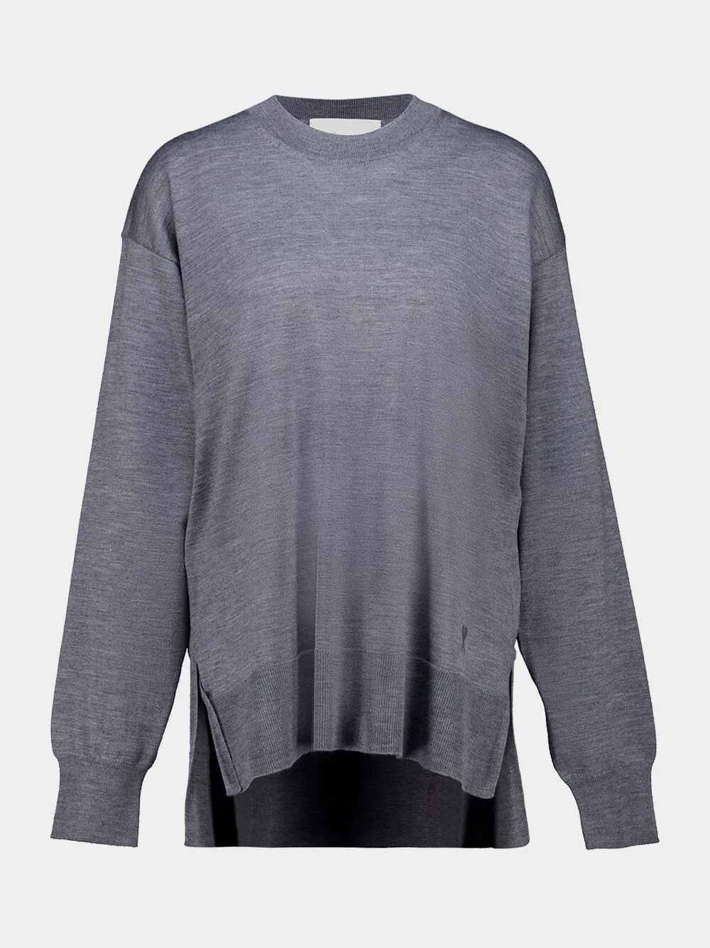 Carbone Grey Thin Wool Crewneck Ami De Coeur Sweater sold by Fashion Clinic