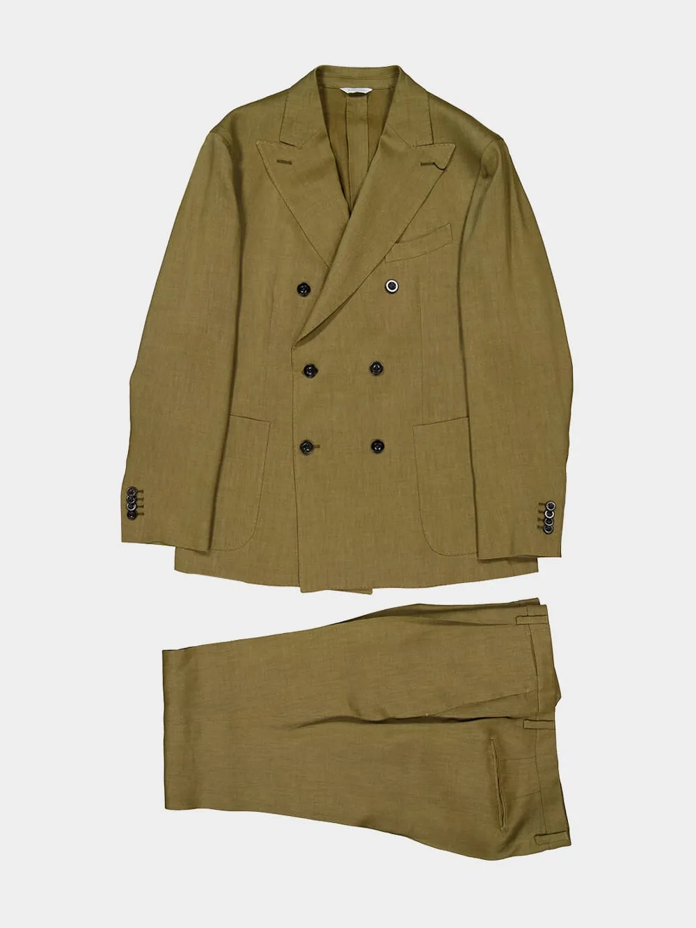 Green Linen Double-Breasted Suit sold by Fashion Clinic product image thumbnail 5