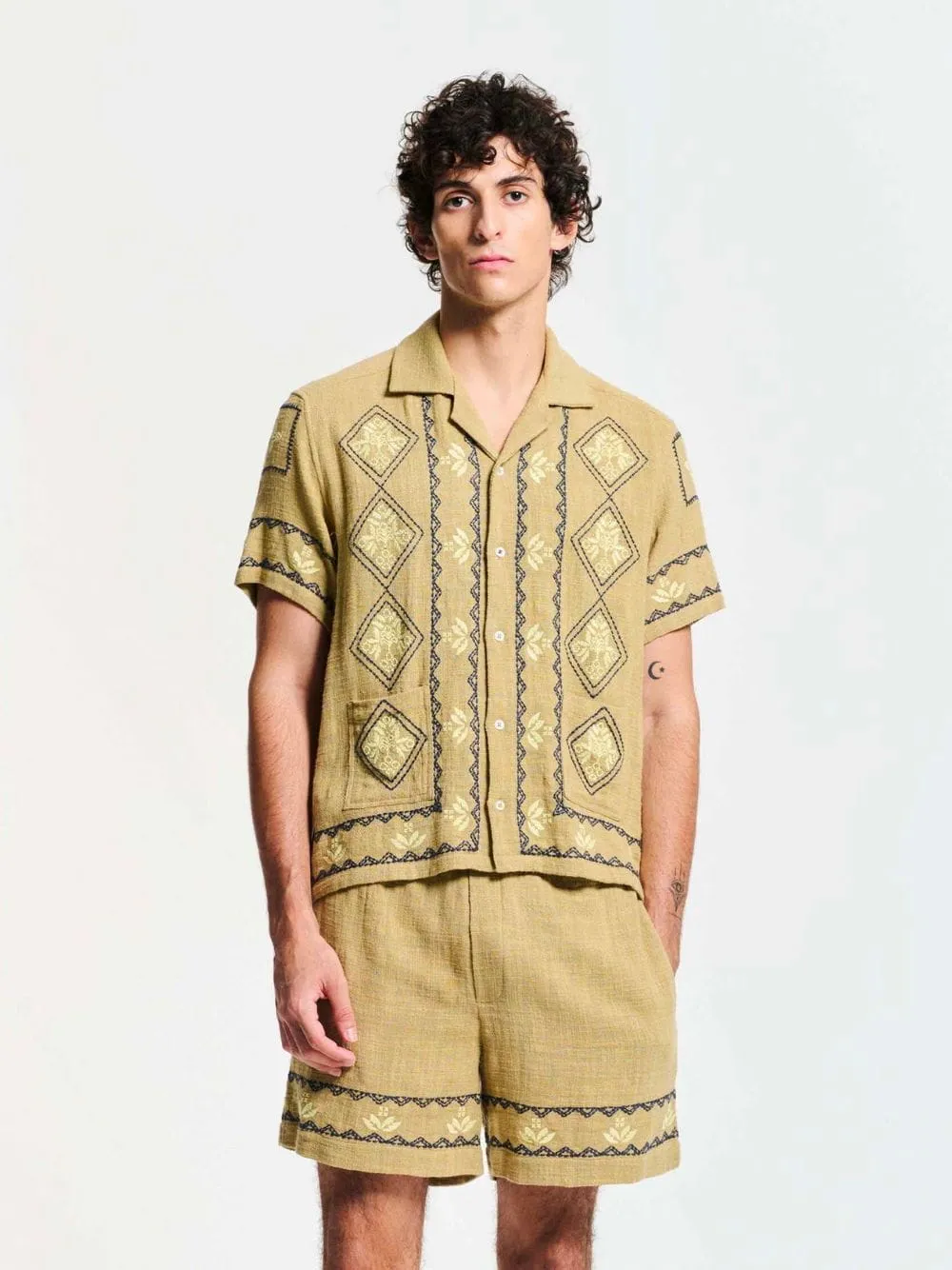 Taupe Mexican Shirt sold by Fashion Clinic product image thumbnail 2