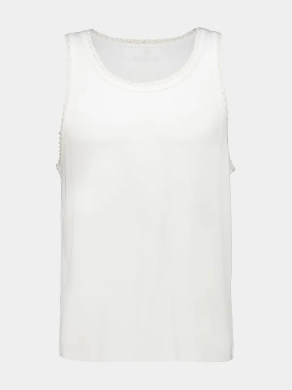 White Croquet Tank Top sold by Fashion Clinic