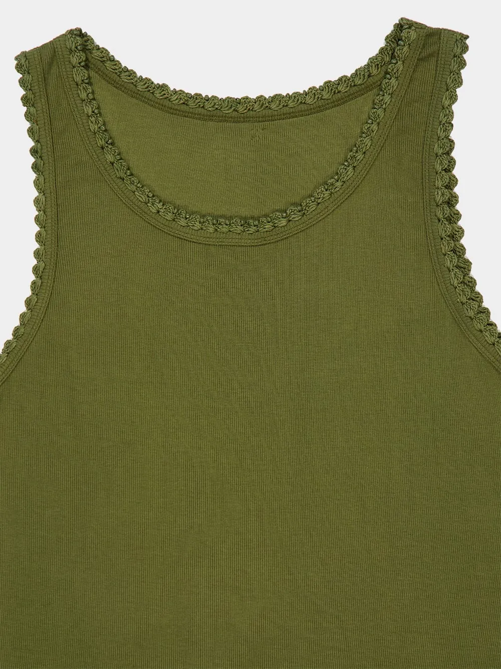 Khaki Croquet Tank Top sold by Fashion Clinic product image thumbnail 3