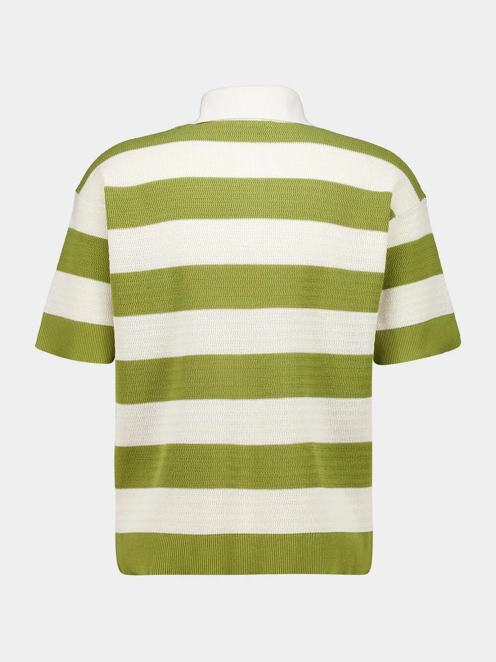 White Cream and Matcha Cotton Striped Polo sold by Fashion Clinic product image thumbnail 2