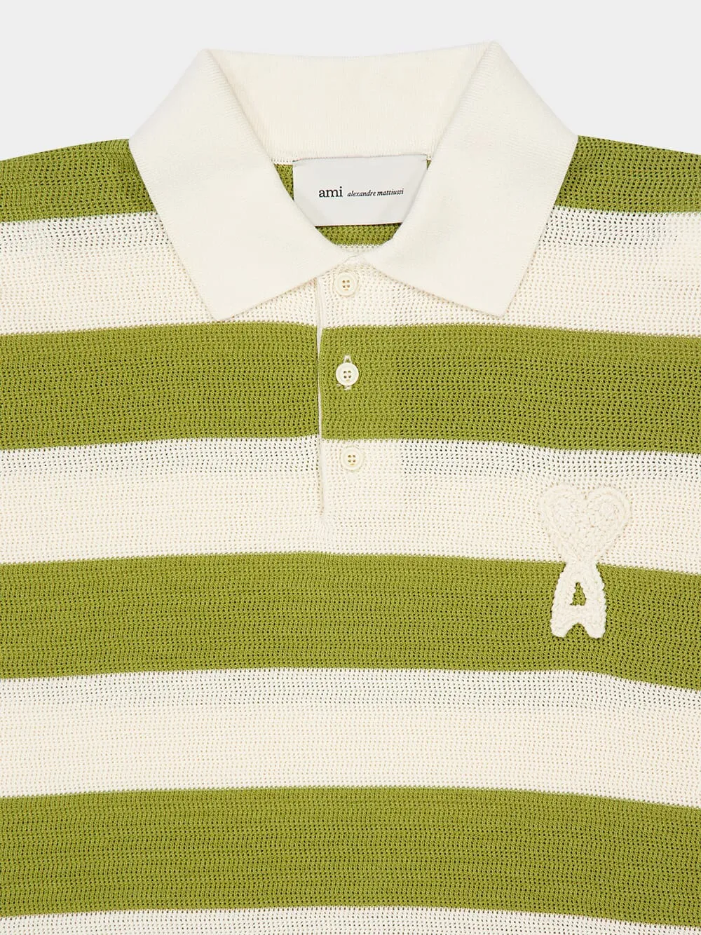 White Cream and Matcha Cotton Striped Polo sold by Fashion Clinic product image thumbnail 3