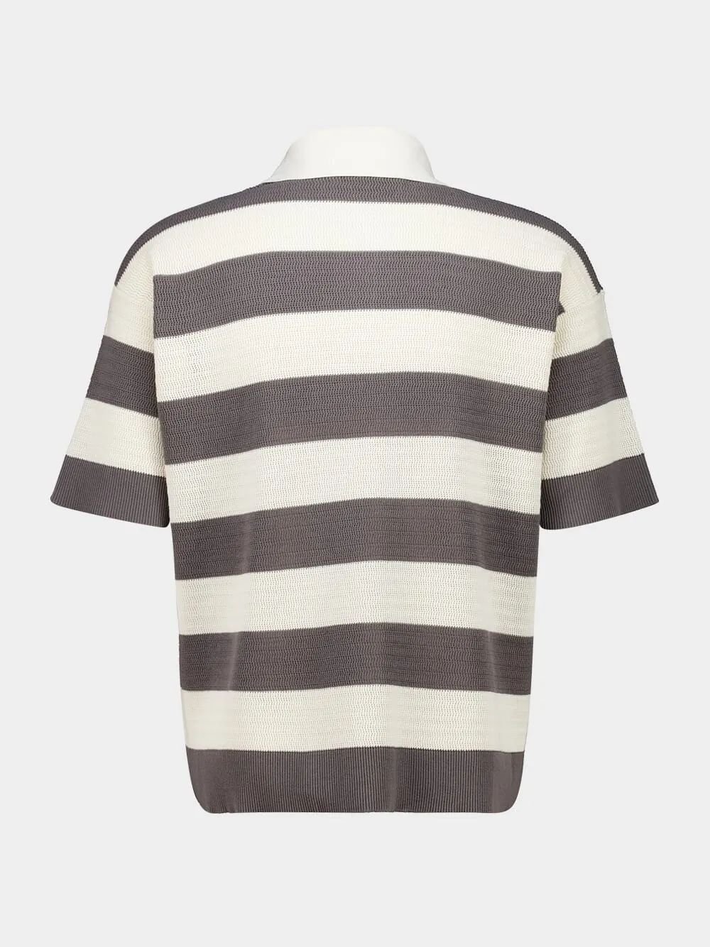 White Cream and Carbone Cotton Striped Polo sold by Fashion Clinic product image thumbnail 2