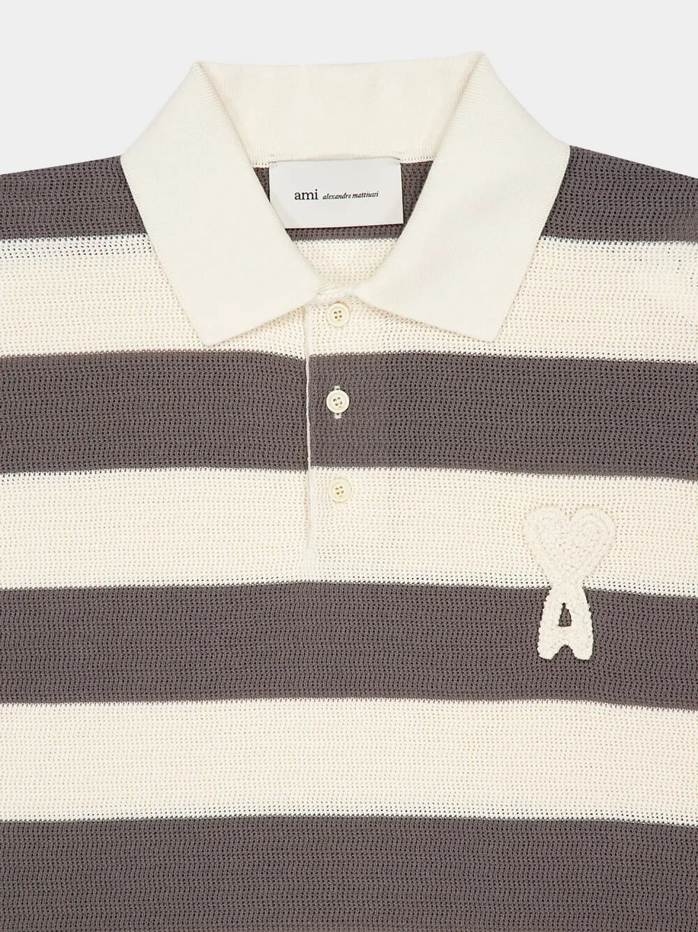 White Cream and Carbone Cotton Striped Polo sold by Fashion Clinic product image thumbnail 3