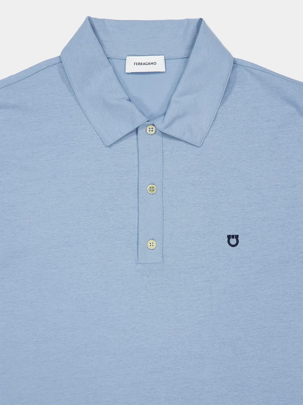 Blue Cotton Jersey Polo Shirt sold by Fashion Clinic product image thumbnail 3
