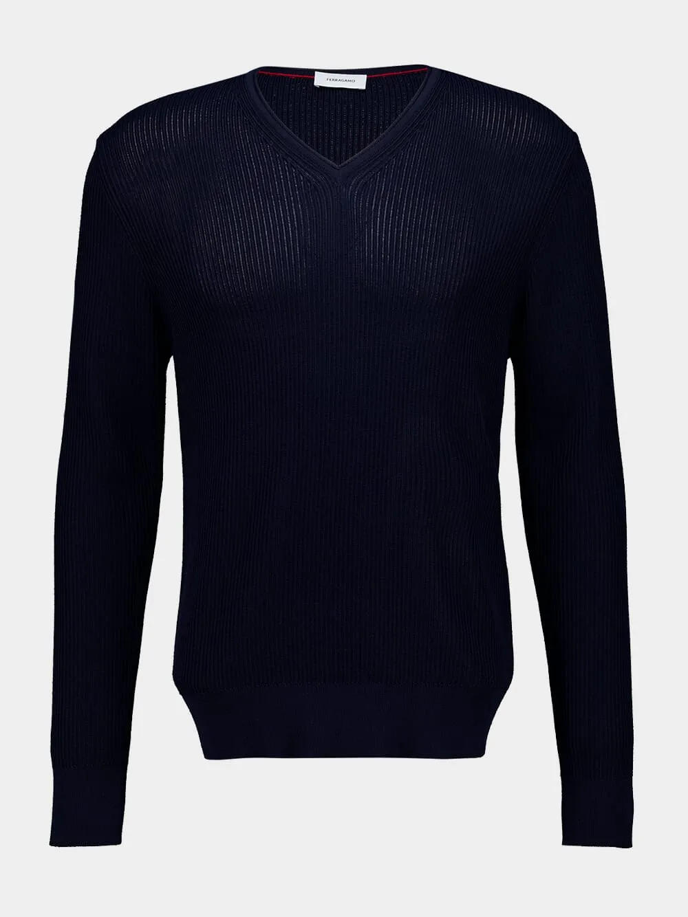Navy Blue V-Neck Knit Sweater sold by Fashion Clinic
