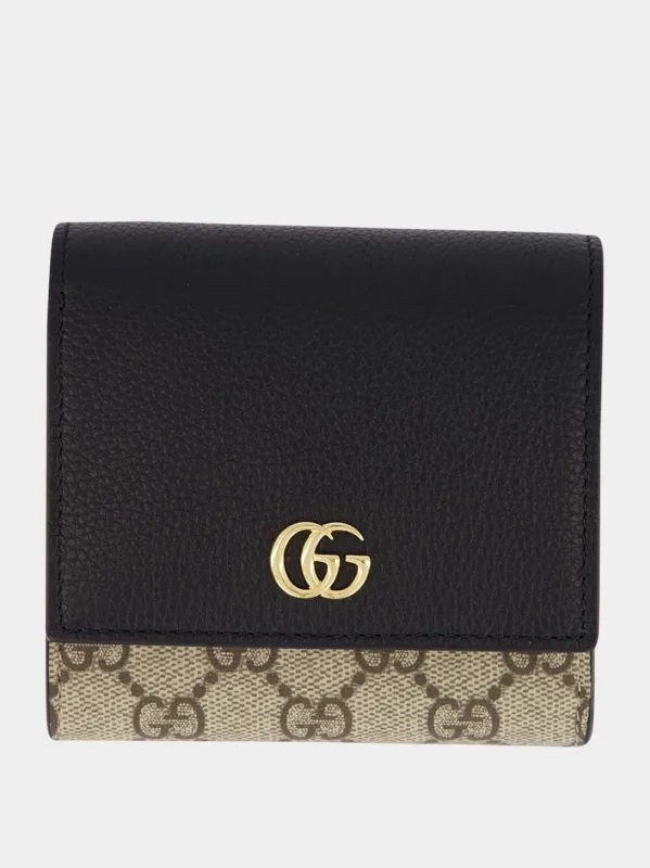 Ebony and Black GG Marmont Mini Wallet made by Gucci