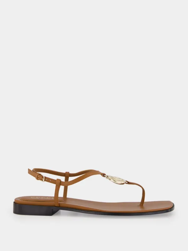 Brown Leather Flat Sandals with Interlocking G made by Gucci