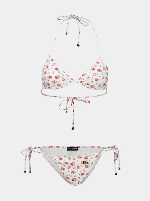 Rose Print Triangle Bikini made by Dolce & Gabanna
