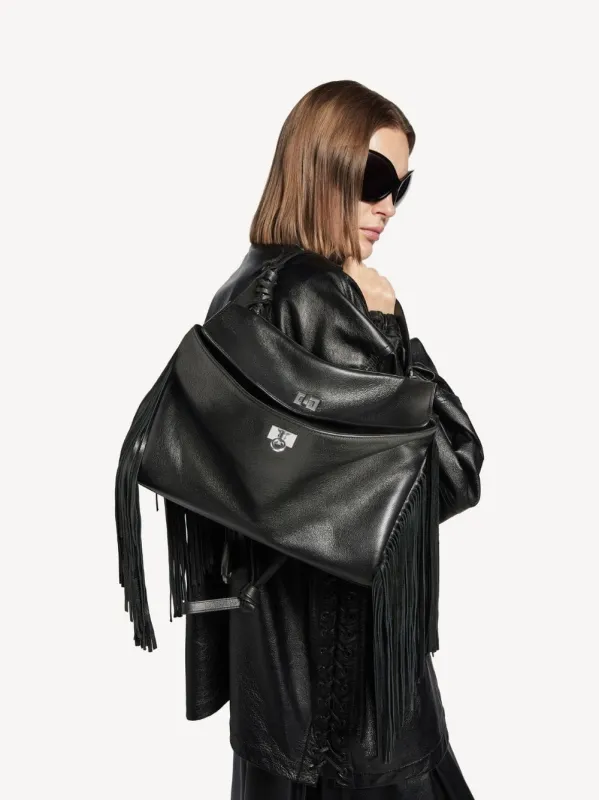 Black Rodeo Medium Handbag with Fringes sold by Fashion Clinic