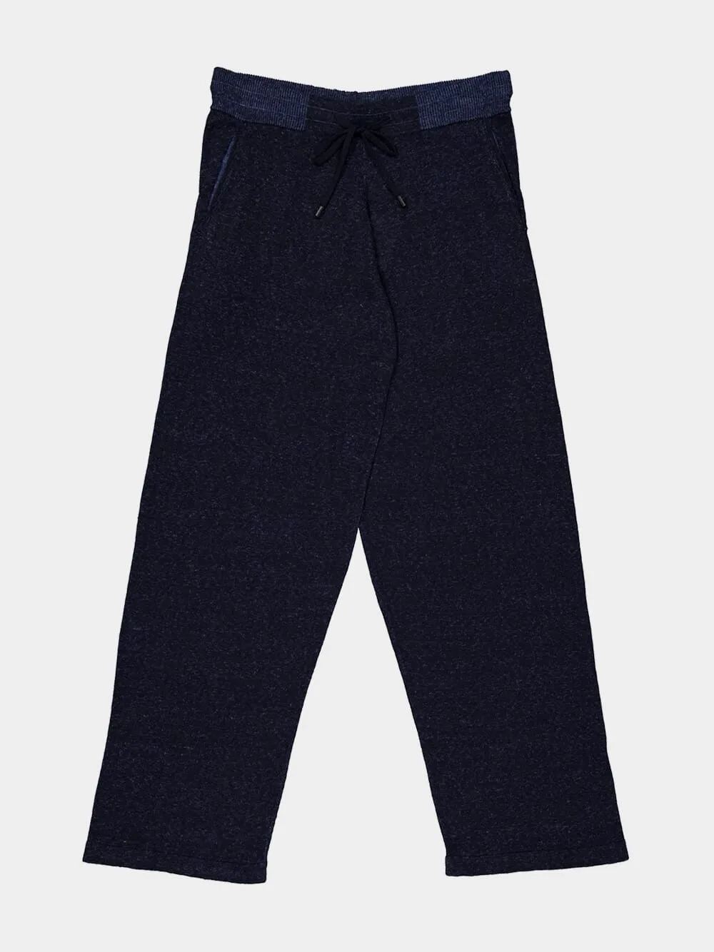 Navy Blue Silk and Linen Wide-Leg Trousers sold by Fashion Clinic product image thumbnail 5