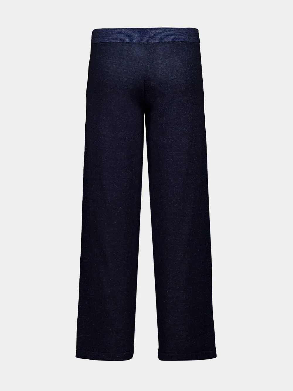 Navy Blue Silk and Linen Wide-Leg Trousers sold by Fashion Clinic product image thumbnail 2