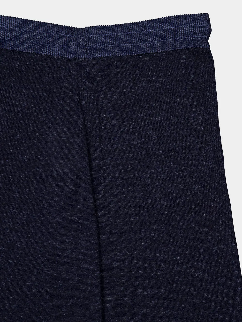 Navy Blue Silk and Linen Wide-Leg Trousers sold by Fashion Clinic product image thumbnail 4