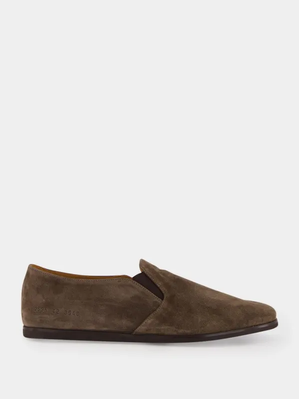 Mud Brown Suede Slippers sold by Fashion Clinic