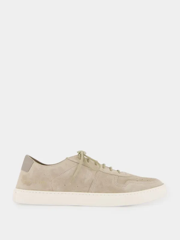 Warm Grey BBall Slim Deconstructed Suede Sneakers made by Common Projects