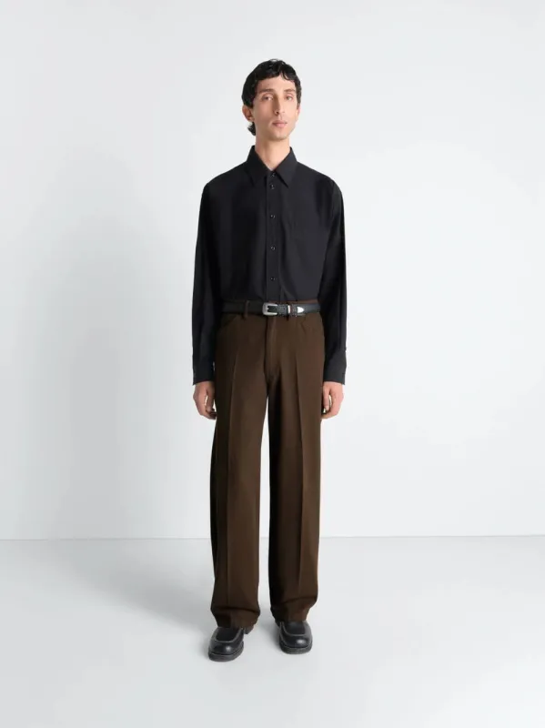 Cacao Wide Pants in Dyed Broken Twill sold by Fashion Clinic