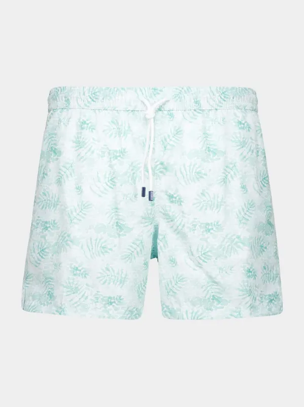 Medium Sea Green Print Madeira Swim Trunks made by Fashion Clinic