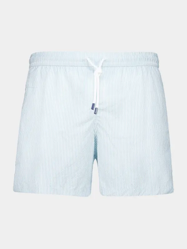 Light Cyan Madeira Sakar Swim Trunks made by Fedeli