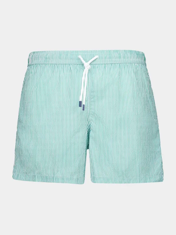 Medium Sea Green Madeira Sakar Swim Trunks made by Fedeli