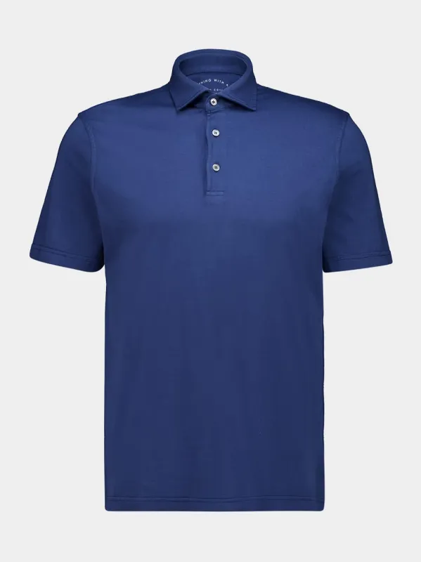 Dark Blue Zero Giza Cotton Polo made by Fedeli