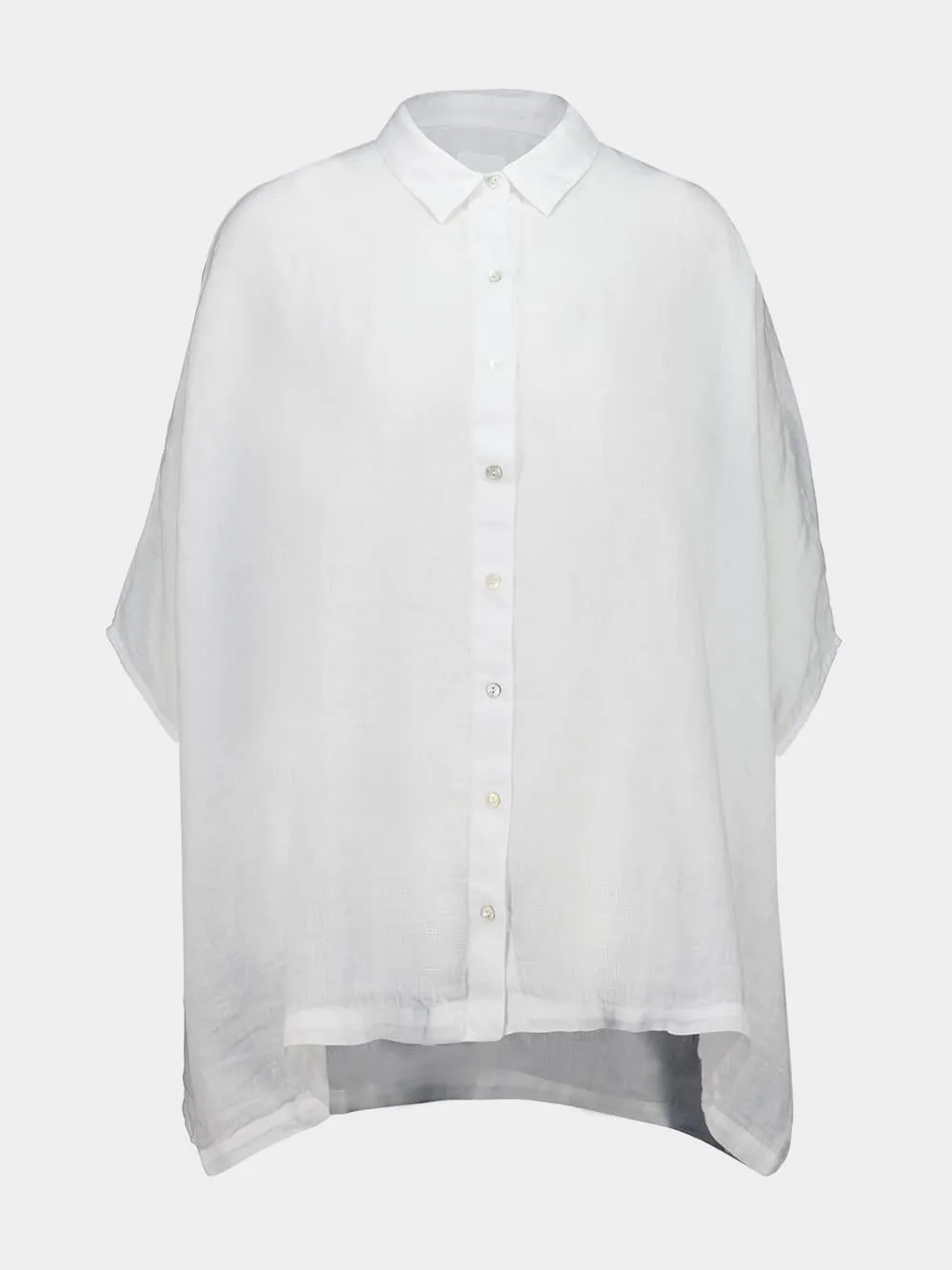 White Short Sleeve Linen Shirt sold by Fashion Clinic