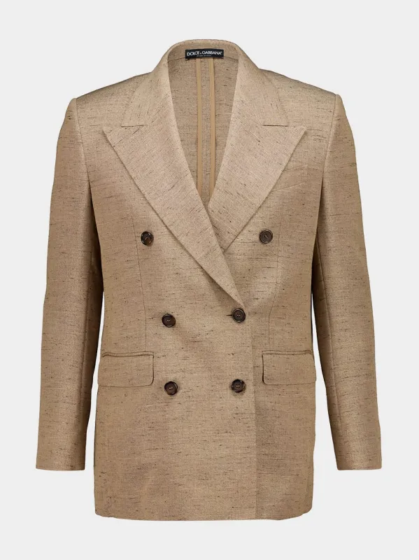Beige Double-Breasted Sicilia Jacket made by Dolce & Gabanna