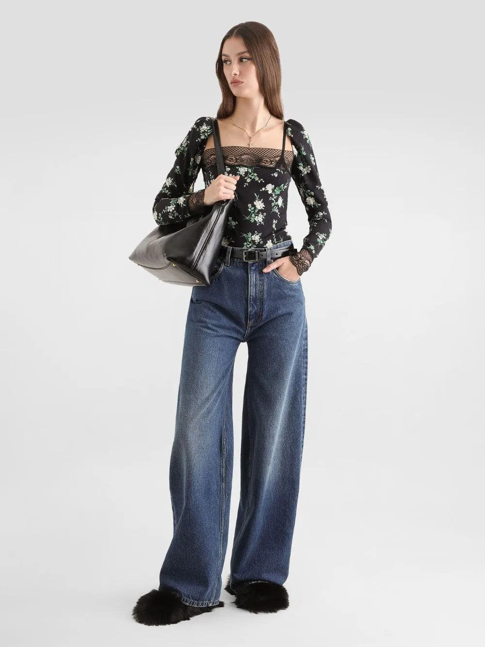 Blue Wide-Leg Denim Trousers sold by Fashion Clinic product image thumbnail 2