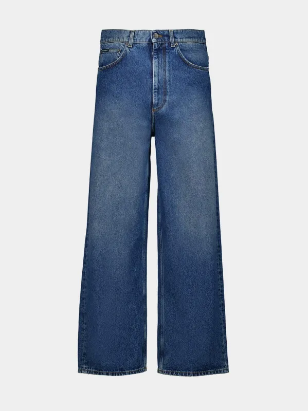 Blue Wide-Leg Denim Trousers made by Dolce & Gabanna
