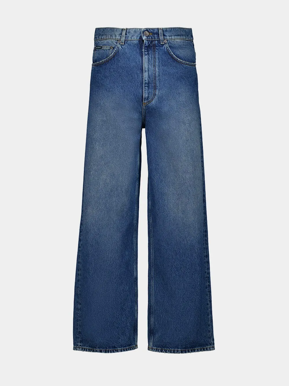 Blue Wide-Leg Denim Trousers sold by Fashion Clinic