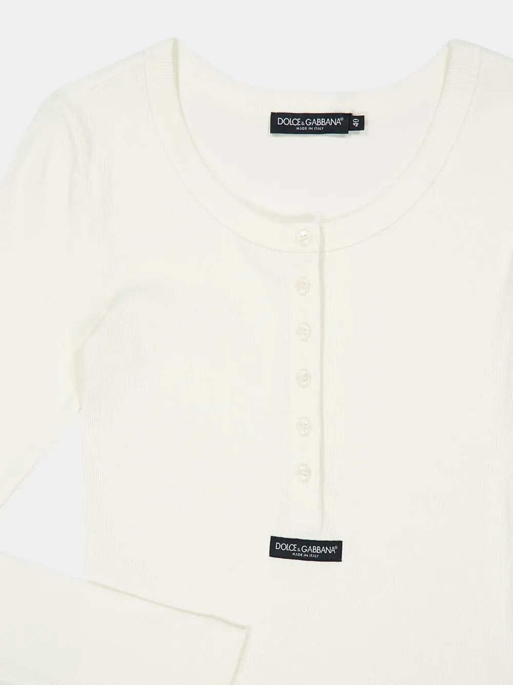 White Ribbed Long Sleeve Top sold by Fashion Clinic product image thumbnail 3