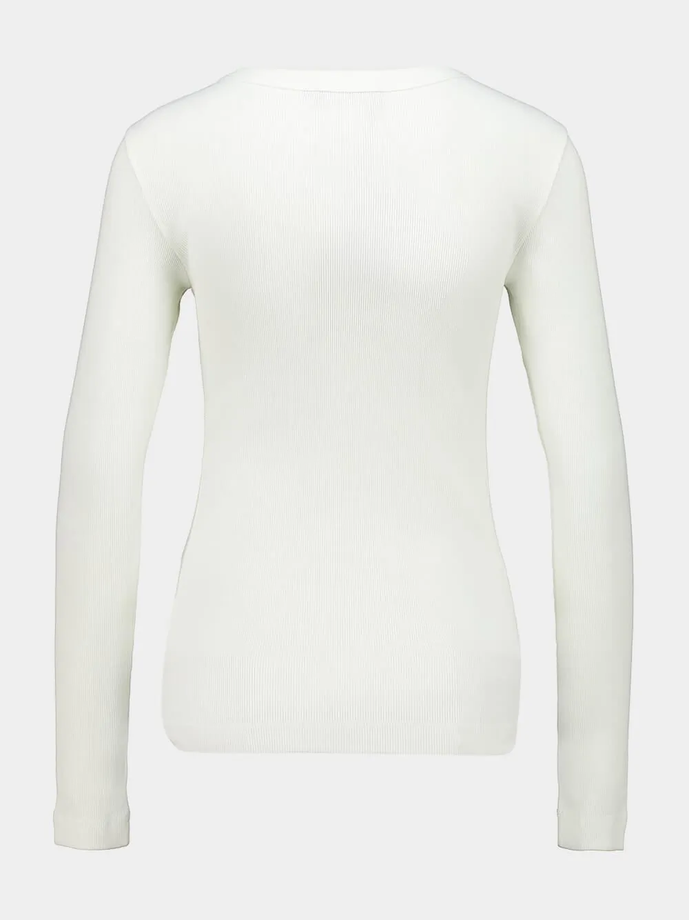 White Ribbed Long Sleeve Top sold by Fashion Clinic product image thumbnail 2