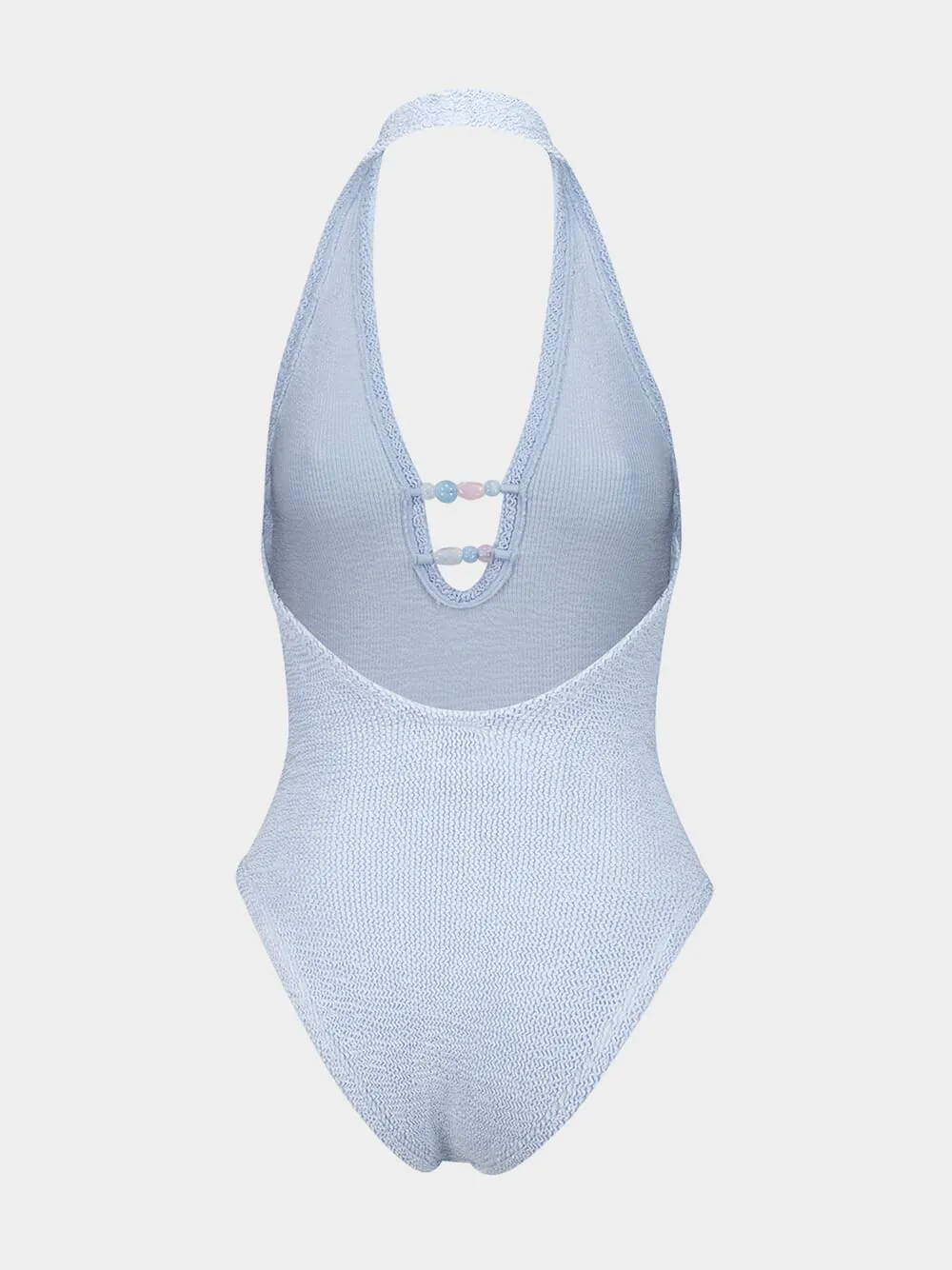 Metallic Ice Blue Adriana Beaded Swimsuit sold by Fashion Clinic product image thumbnail 4