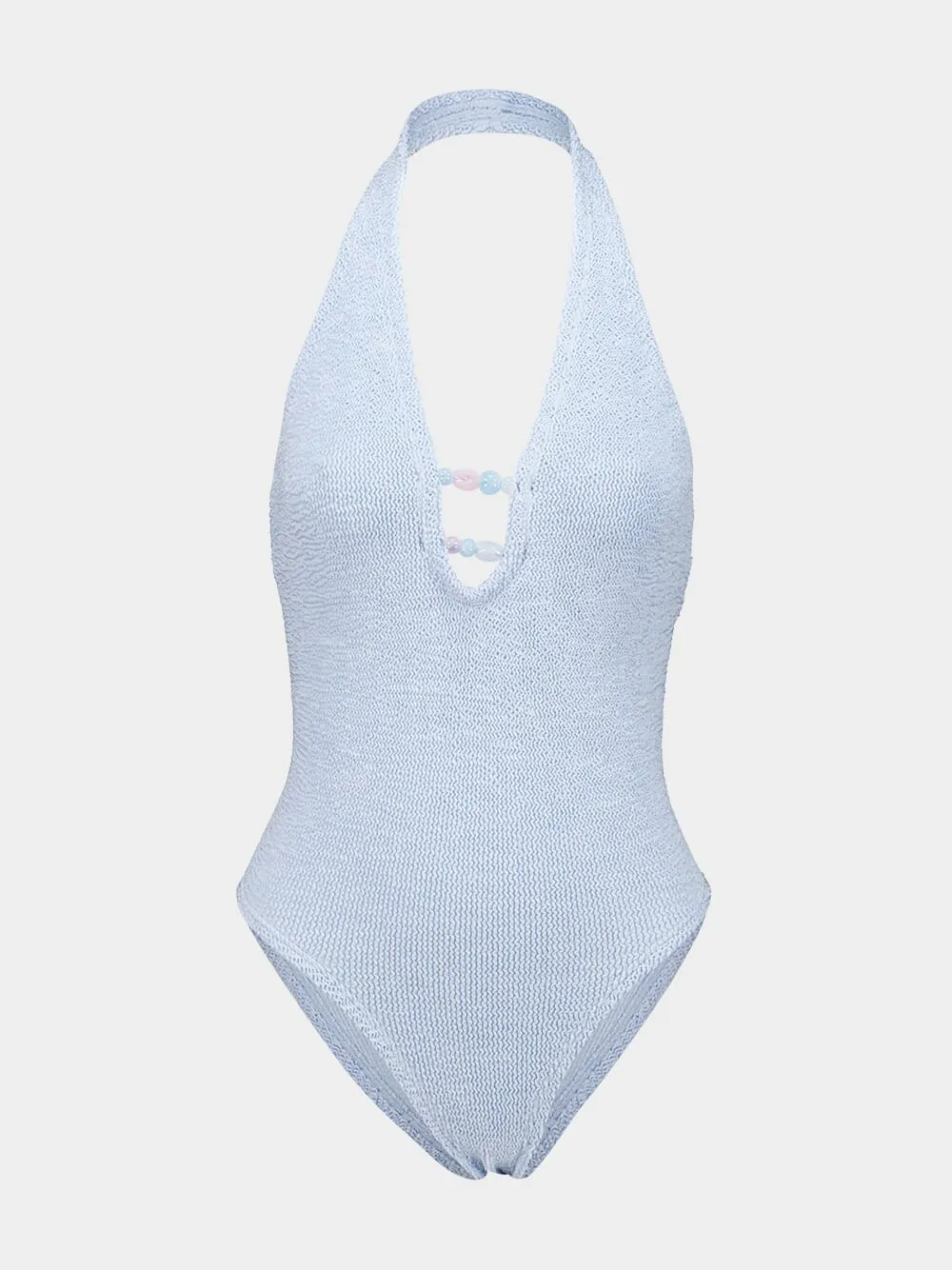 Metallic Ice Blue Adriana Beaded Swimsuit sold by Fashion Clinic product image thumbnail 2