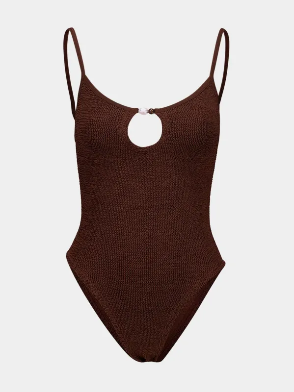 Metallic Chocolate Mia Beaded Swim made by Fashion Clinic