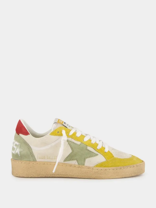 Buttercream Ball Star Suede and Nylon Sneakers made by Golden Goose