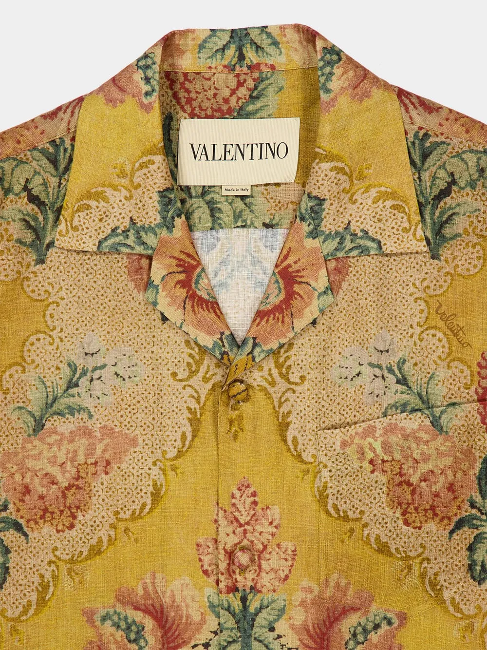 Yellow Linen Bowling Shirt with Après L’Hiver Print sold by Fashion Clinic product image thumbnail 3