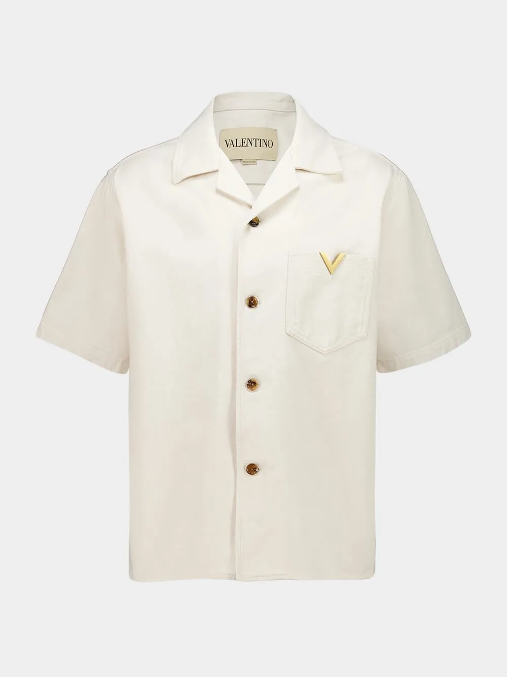 Ivory Denim Bowling Shirt with Vgold sold by Fashion Clinic product image thumbnail 2