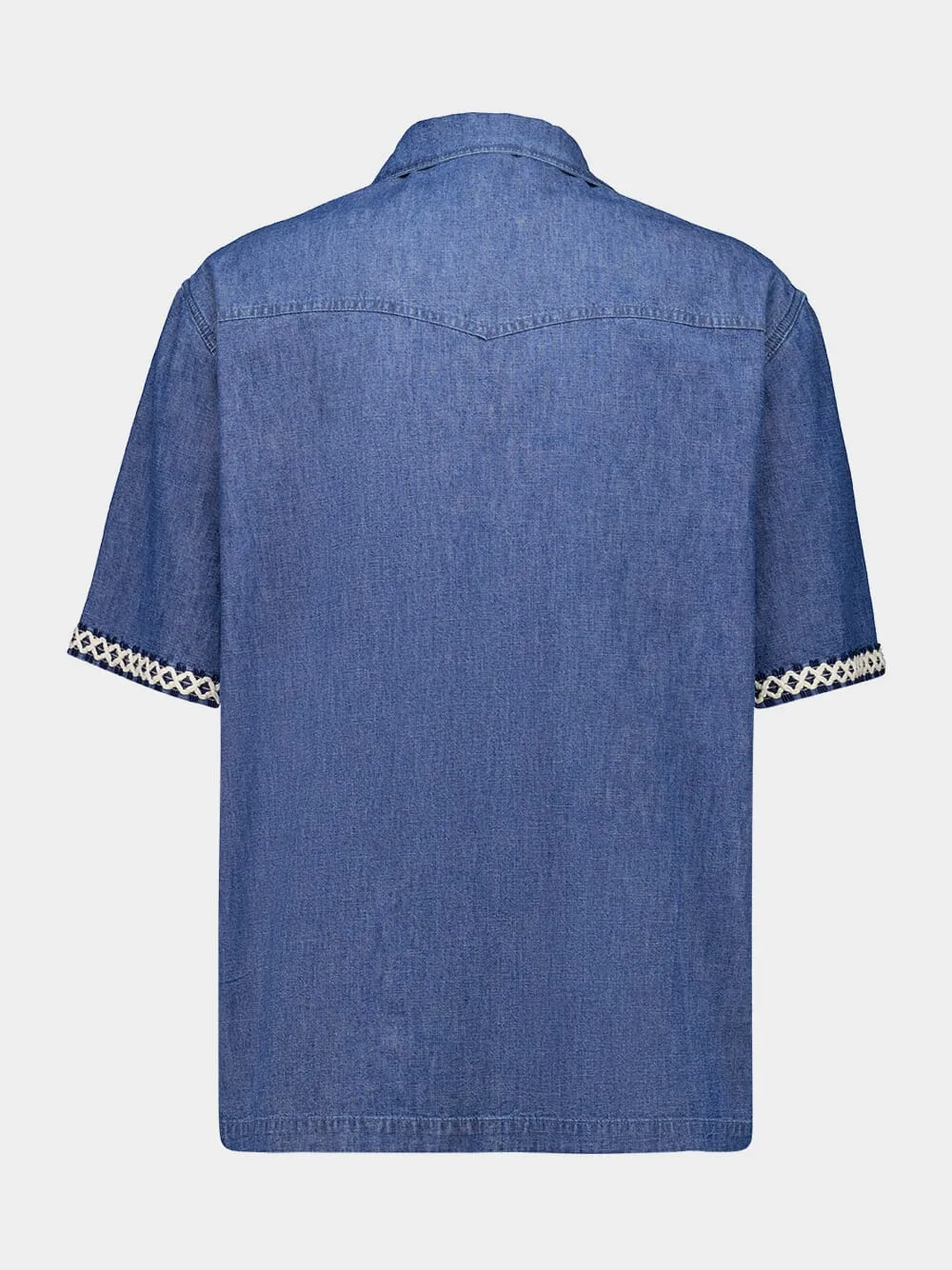 Medium Denim Blue Short-Sleeve Denim Shirt sold by Fashion Clinic product image thumbnail 2