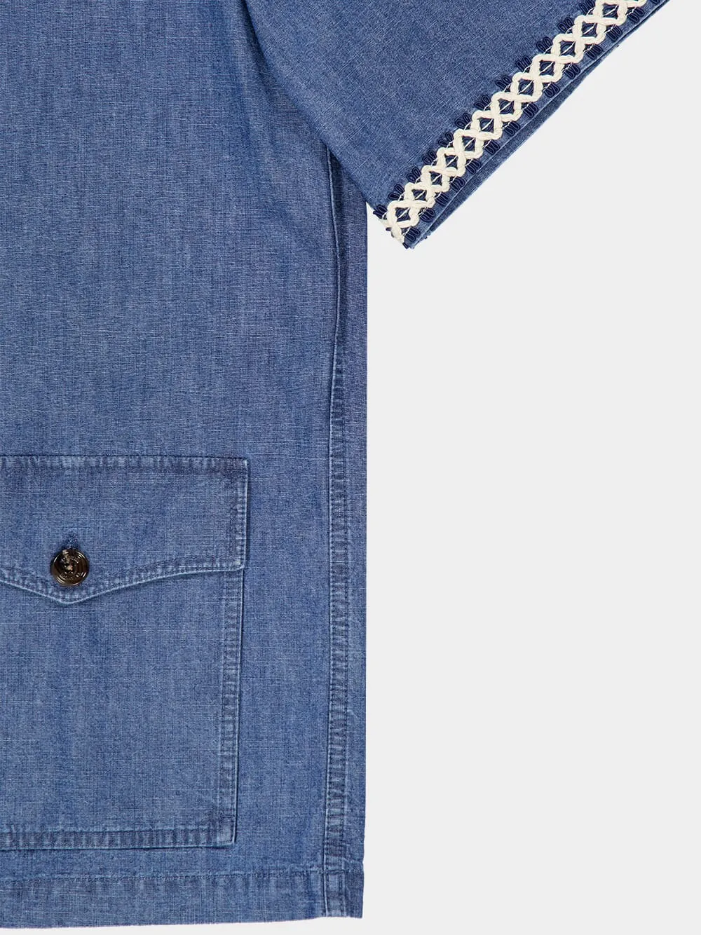 Medium Denim Blue Short-Sleeve Denim Shirt sold by Fashion Clinic product image thumbnail 4