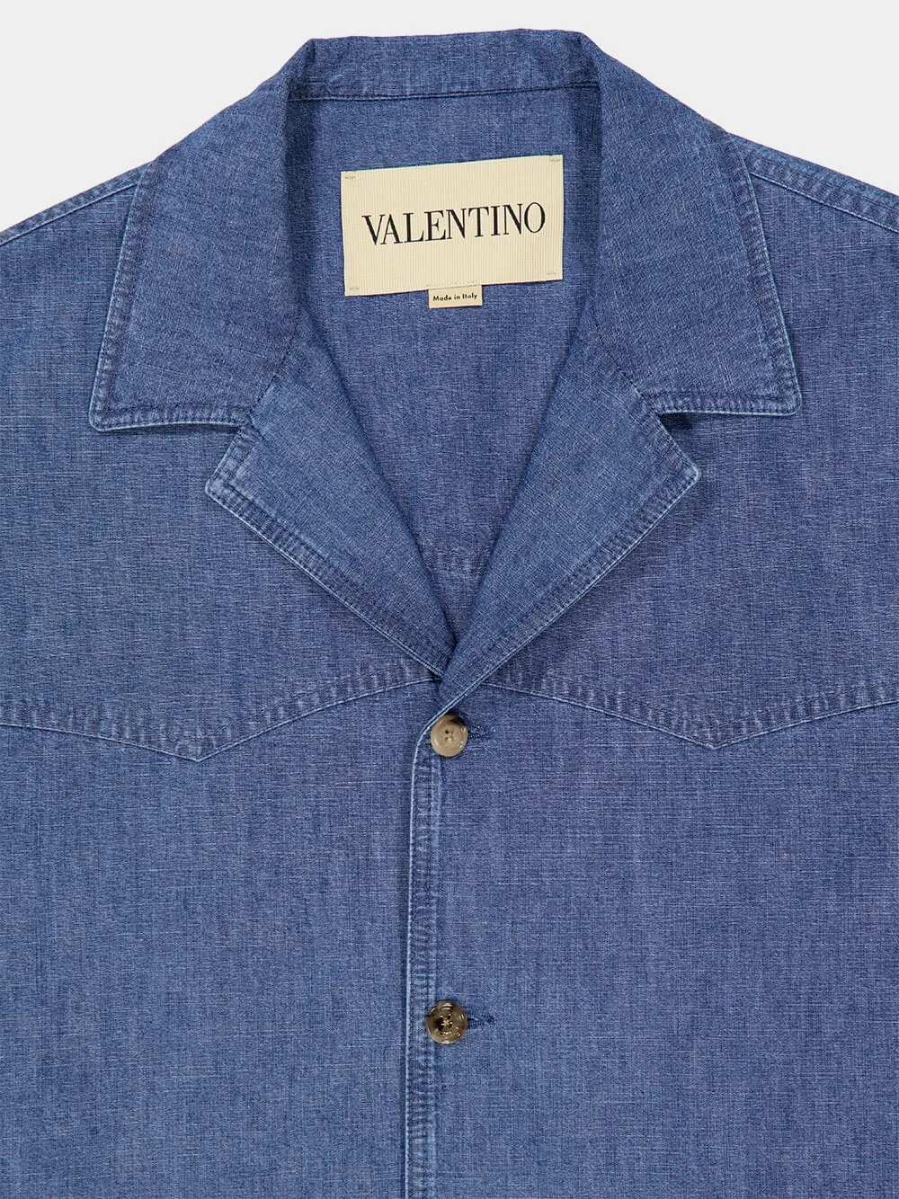Medium Denim Blue Short-Sleeve Denim Shirt sold by Fashion Clinic product image thumbnail 3
